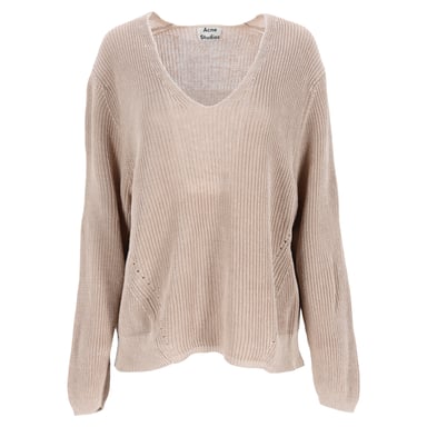 Acne Studios Strickpullover mit Rundhalsausschnitt aus braunem Leinen