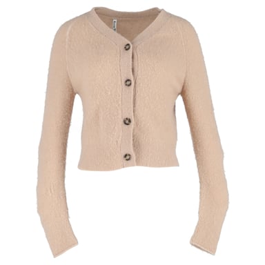 Acne Studios kastenförmiger V-Ausschnitt-Cardigan aus beigem Nylon