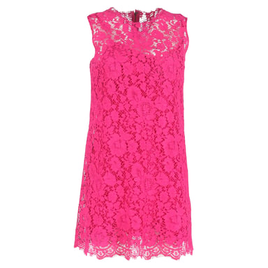 Dolce & Gabbana Minikleid mit Spitzenmuster aus rosa Baumwolle