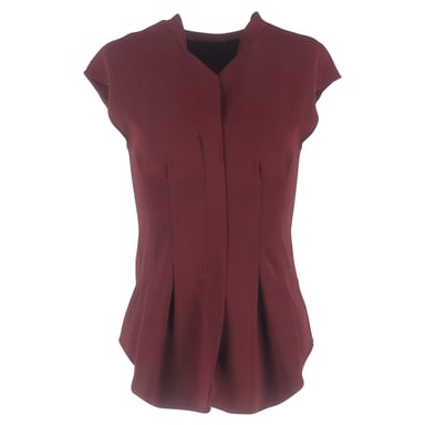 Theory Bluse mit Taillengürtel aus burgunderfarbenem Polyester