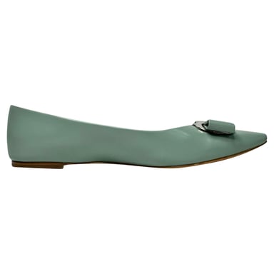 Salvatore Ferragamo Neue Vara Ballerinas aus grünem Lammleder