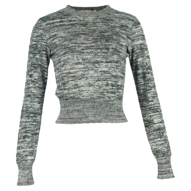 Victoria Beckham Cropped Melange Sweater aus grauer Baumwolle
