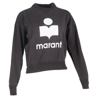 Isabel Marant Etoile Pullover mit Logoprint aus schwarzer Baumwolle
