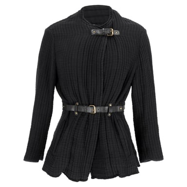 Isabel Marant Jacke mit Ledergürtel aus schwarzer Baumwolle