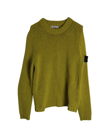 Stone Island Grobstrickpullover mit Rundhalsausschnitt aus gelber Wolle