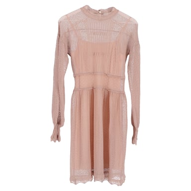 Dior Strick-Minikleid mit langen Ärmeln und Unterkleid aus rosa Viskose
