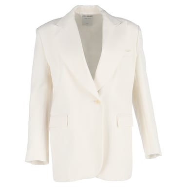 Sandro Blazer aus cremefarbenem Polyester