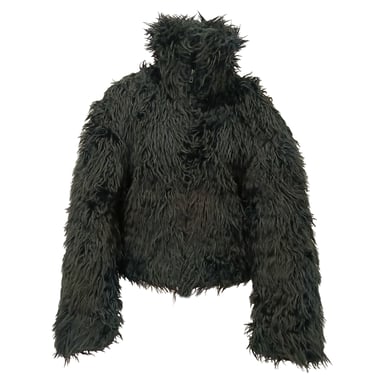 Balenciaga Pre-owned kurze gesteppte Jacke aus Kunstpelz - Schwarz
