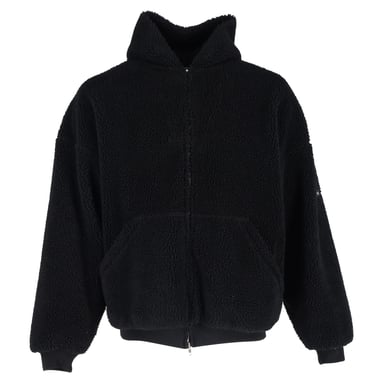 Balenciaga Oversized Fleece-Hoodie mit Reißverschluss in Schwarz (Polyester)