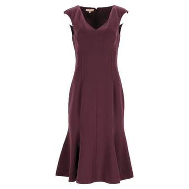 Michael Kors Midi-Trompetenkleid aus burgunderroter Wolle