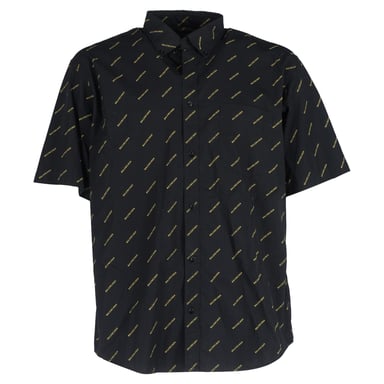 Balenciaga Kurzarmhemd mit Allover-Logo aus schwarzer Baumwolle