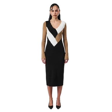 Boss - "Florency" Midikleid für Damen, Viskose, Schmal (Schwarz/Braun/Weiß)