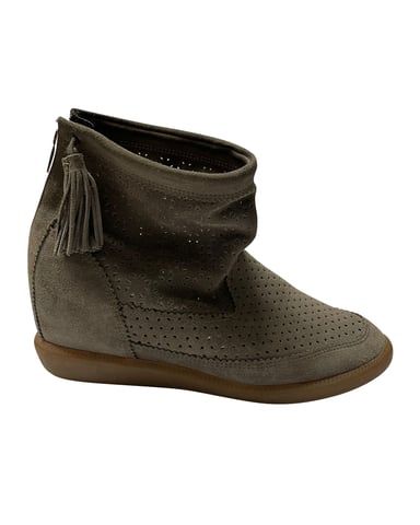 Isabel Marant Beslay Boots in Grey Perforated Suede