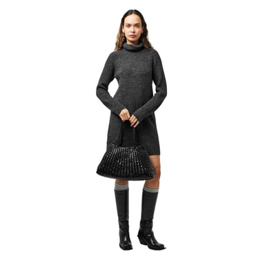 Pieces - Strickkleid für Damen, Rollkragen (Dunkelgraue Melange meliert)