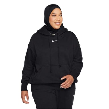 Nike - Kapuzenpullover für Damen, Zum Überziehen, Fleece, Übergroß (Schwarz/Weiß)