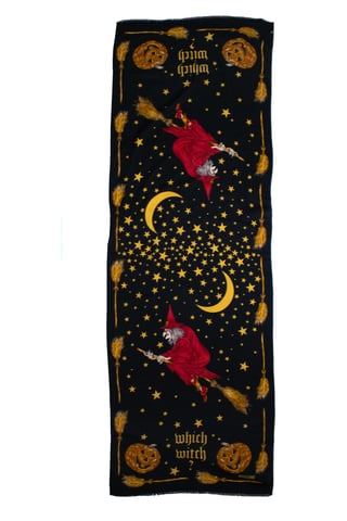Moschino, schwarzer Schal mit Hexenprint