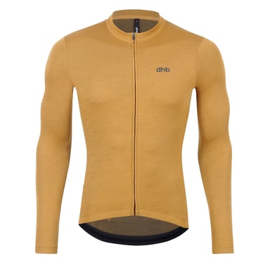 dhb - "Aeron 2.0" Radfahr-Trikot für Herren, Merinowolle, Langärmlig (Goldbraun)