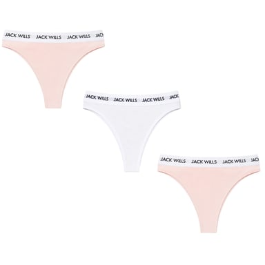 Jack Wills - "Deptford" Thong für Damen (3er-Pack) (Pink/Weiß)