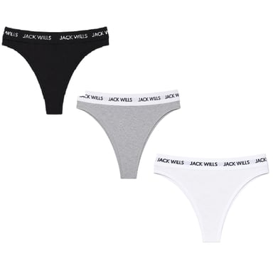 Jack Wills - "Deptford" Thong für Damen (3er-Pack) (Weiß/Grau/Schwarz)