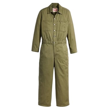 Levis - "Iconic" Jumpsuit für Damen, Mit Kragen, Denim, Weites Bein, Langärmlig (Oliv)