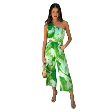 AX Paris - Jumpsuit für Damen, Ausschnitt (Grün)