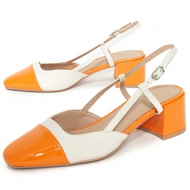 Montevita Zweifarbiger High Heel mit offener Ferse und geschlossener Spitze
