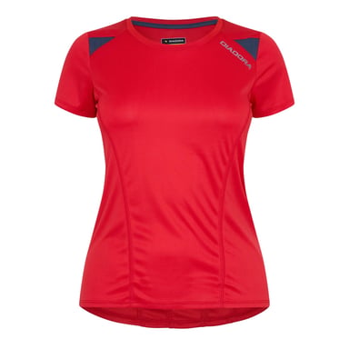 Diadora - T-Shirt für Damen, Mesh-Einsatz (Tomatenrot)