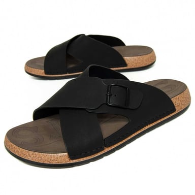 Montevita Herren-Freizeitsandalen mit gekreuzten Riemen, Schwarz