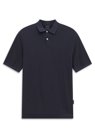 Bugatti Herren Strick-Poloshirt Kurzarm Baumwolle Polokragen