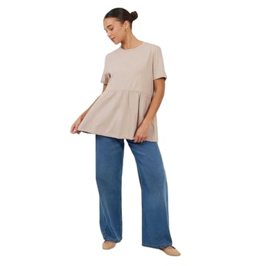 Brave Soul - T-Shirt-Kleid für Damen, Kittel Panel (Graubeige)