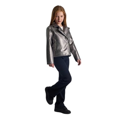 Minoti - Bikerjacke für Mädchen, Metallic (Silber)