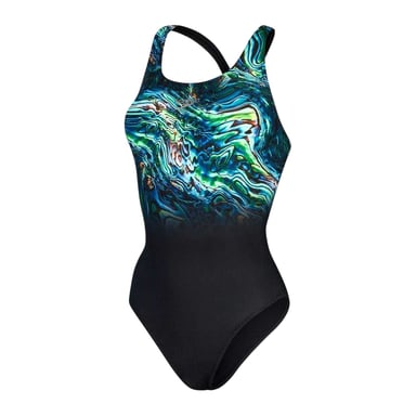 Speedo - "Placement Digital" Badeanzug für Damen (Schwarz/Blau)
