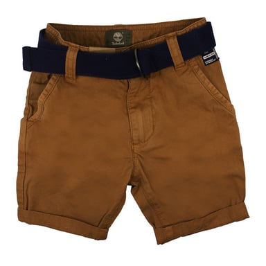 Timberland Chino Jungen Kinder Bermuda Baumwolle Braune Shorts mit Gürtel