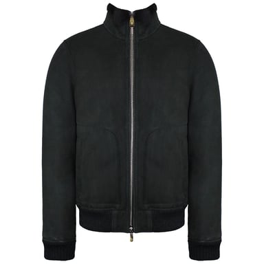 Hackett Mayfair Lammfell Herren Dunkelbrauner Bomberjacke