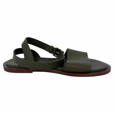 Loro Piana Riemchen Sandalen aus olivgrünem Leder
