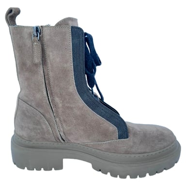 Brunello Cucinelli Kampfstiefel aus beige Wildleder