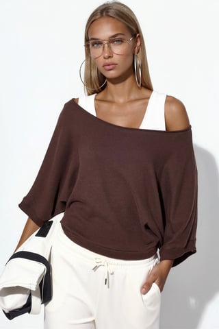 Damen Rippstrick Rundhalsausschnitt Pullover