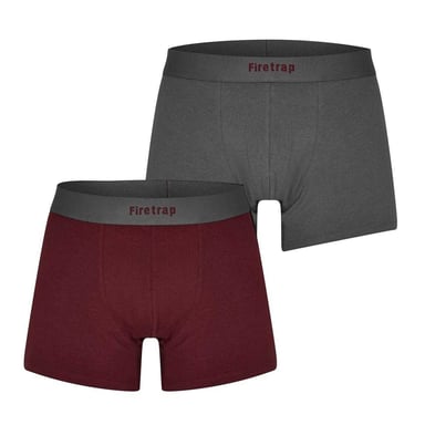 Firetrap - Boxershorts für Herren (2er-Pack) (Grau/Weinrot)