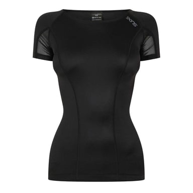Skins - "Dnamic" Oberteil für Damen, U-Boot-Ausschnitt , Hochleistungsmaterial, Fitnessstudio (Schwarz)