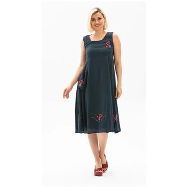 Ärmelloses Burçak Midi Sommerkleid aus Shile-Stoff Petrol