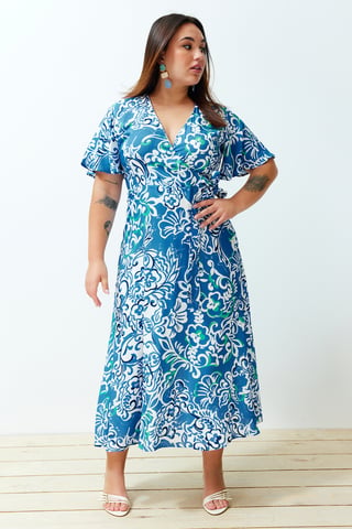 Curve Damen-Kleider mit Blumenmuster, lang/kurz, lässig, bequem, in großen Größen