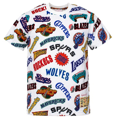 Mitchell & Ness All Over Western Team Logo Herren Weißes T-Shirt