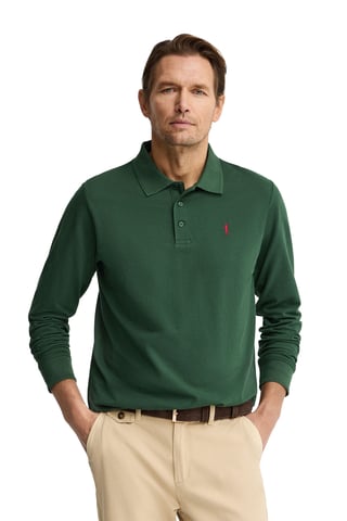 Langärmliges Poloshirt flaschengrün mit Rigby Go Stickerei