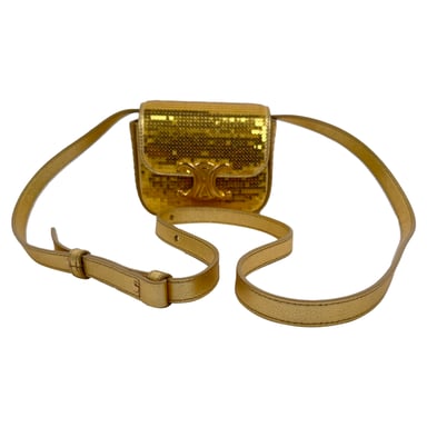 Celine Mini Triomphe Umhängetasche aus goldfarbenen Pailletten