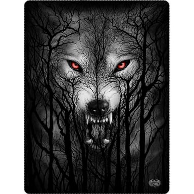 Spiral - "Forest Wolf" Zweiseitig Decke, Fleece (Schwarz)