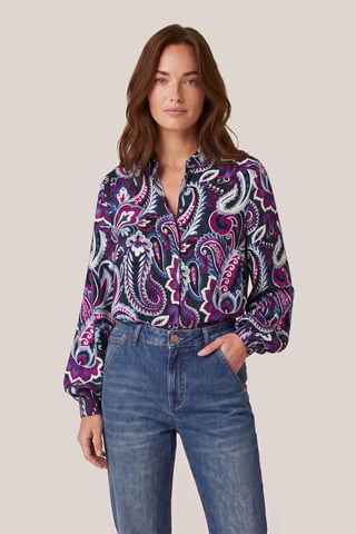 Caroline Tensen Chelsea Bluse mit Print, Marineblau/Mehrfarbig
