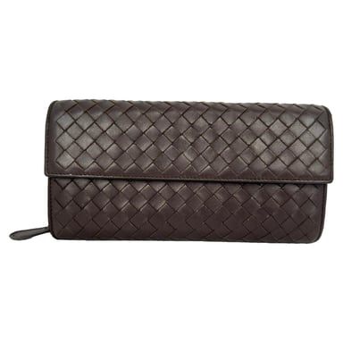 Bottega Veneta Intrecciato Continental Geldbörse aus braunem Leder