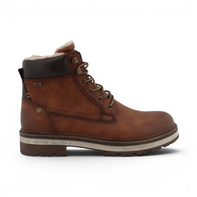Mustang Herren-Cognac Braunes Kunstleder-Winter-Schnürstiefel – M0091001