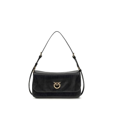 PINKO Schwarze Kalbsleder Bos Taurus Schultertasche