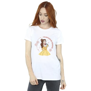 Disney - "Beauty And The Beast I'd Rather Be Reading" T-Shirt für Damen (Weiß)